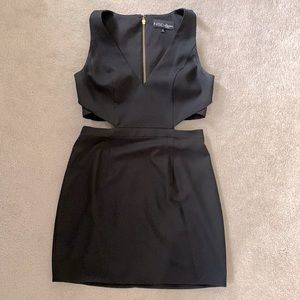 NBD x the NAVEN twins Black Mini Dress with Side Cutouts and Back Strap